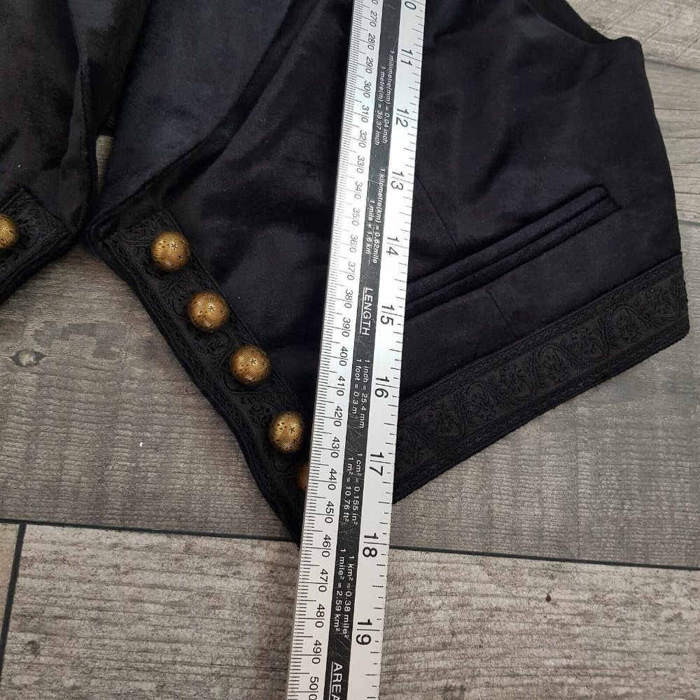 Free People Cindy Vest Waistcoat Top XS UK 6 Black Velvet Tie Event Formal BN - Picture 6 of 12